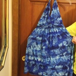 Fun blue jersey halter sundress